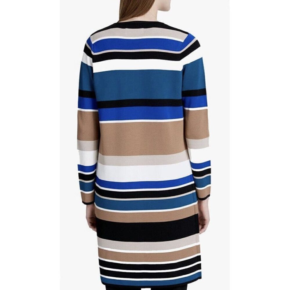 Calvin Klein Women’s Striped Flyaway Topper Jacket Cardigan Longline Size Large - Picture 2 of 13